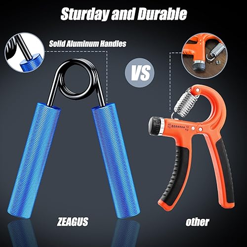 Miniatura 9 de Entrenador de fuerza de agarre, paquete de 6, fortalecedor de agarre de mano de metal de 100 LB-350 libras, ejercitador de antebrazo antideslizante