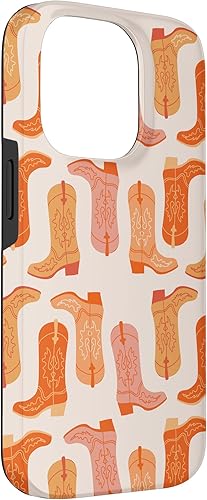Miniatura 3 de iPhone 14 Pro Cowboy Boot Ilustración Preppy Western en estuche naranja