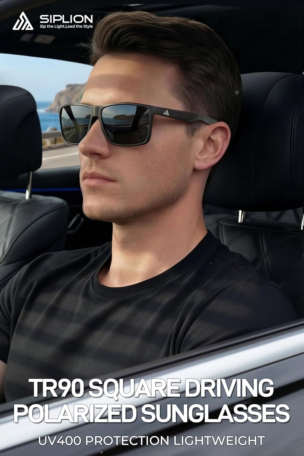 SIPLION Polarized Sunglasses Men Driving: UV400 Protection Lightweight Square Sun glasses TR90 frame for Travel Hiking - Image 2