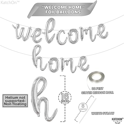 Miniatura 12 de KatchOn Globos negros de bienvenida a casa, 16 pulgadas, pancarta de bienvenida para fiesta de decoración de inauguración de la casa, pancarta