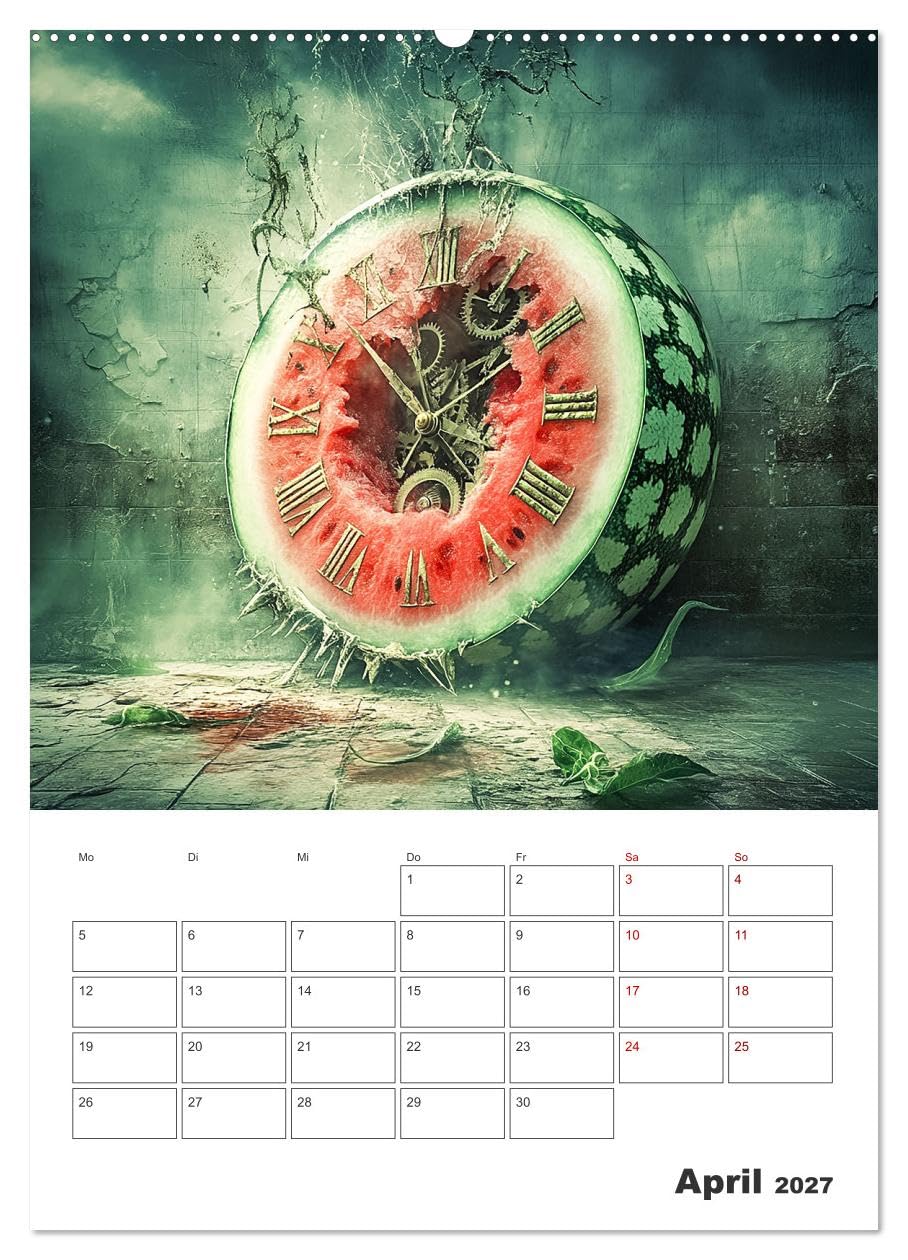 CALVENDO - Gesunde Zeiten (Wandkalender 2027 DIN A2 hoch), Monatskalender: Der fruchtige Terminkalender - KI generiert