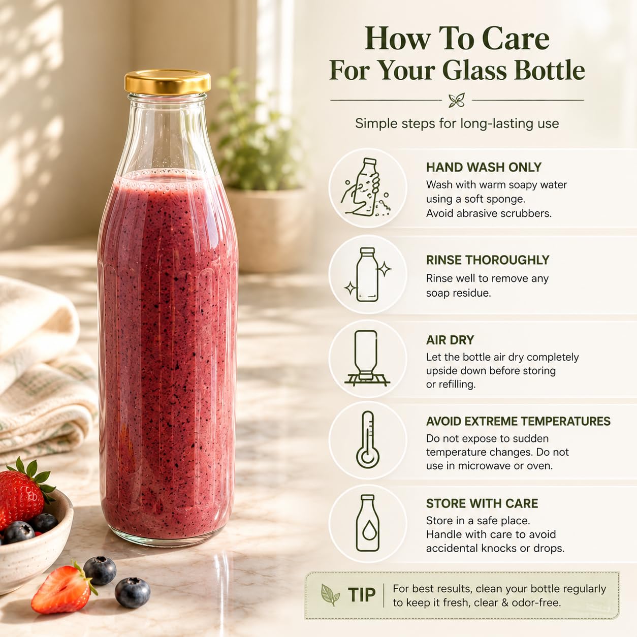 Pure Source India Glass Bottle - 1L Airtight -7