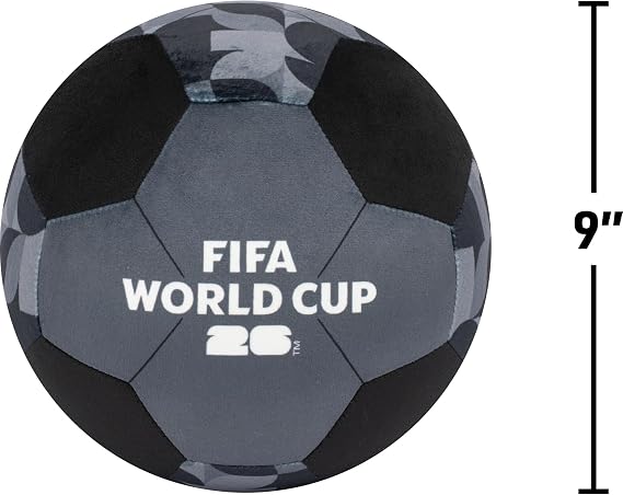 Jazwares FIFA World Cup 2026 9-Inch Black Plush Soccer Ball - Soft, Collectible World CupTM Plush Toy - Official FIFA Pattern - Ages 3+