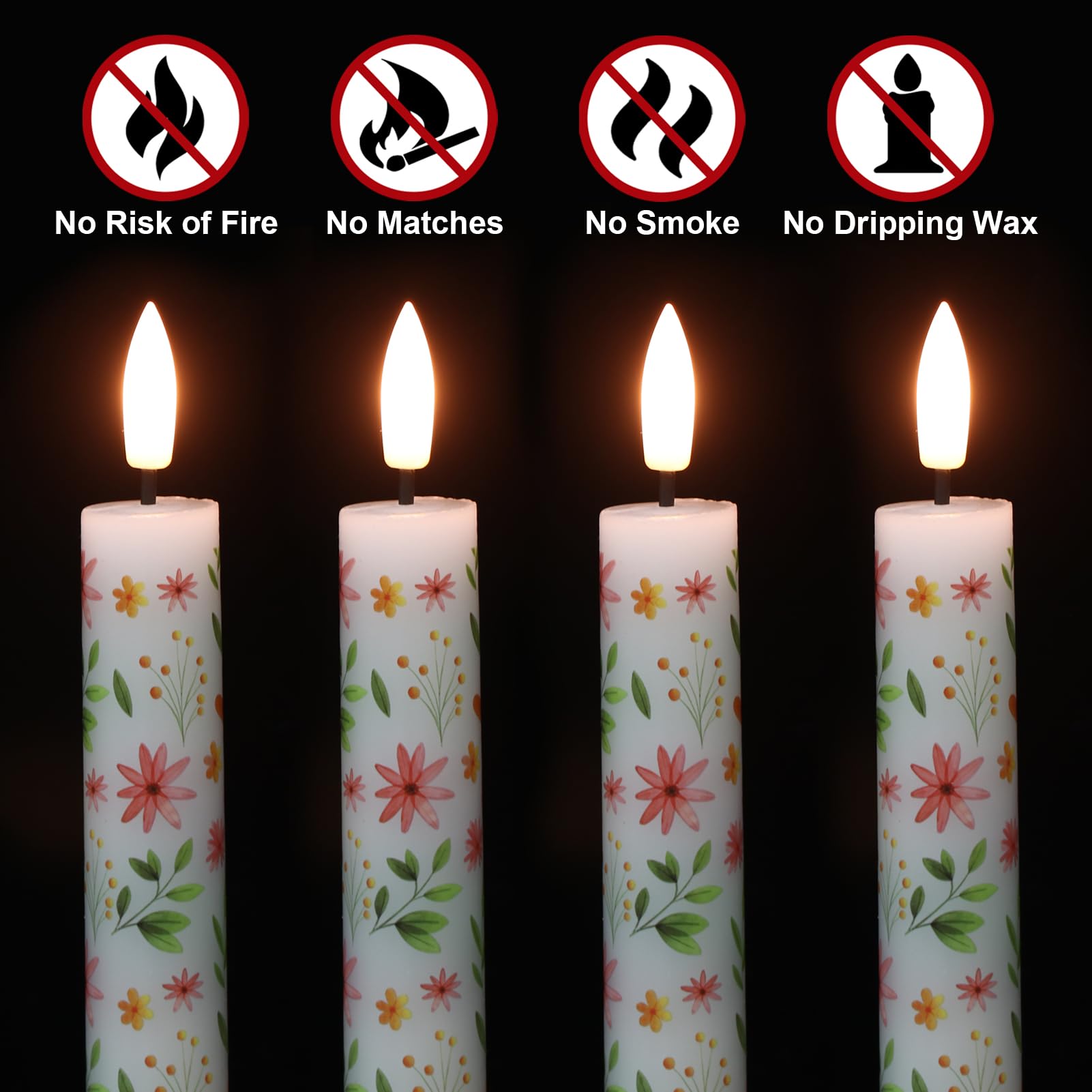 Eldnacele Ahornblatt Glaskerzen - Flackernde LED Kerzen Mit Fernbedienung