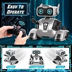 QIZEBABY Remote Control Robot Toy for Kids with LED Eyes & Sounds, Dancing RC Robot Car with 360° Rotation, Gift for Boys & Girls Ages 3–8 (Silver)