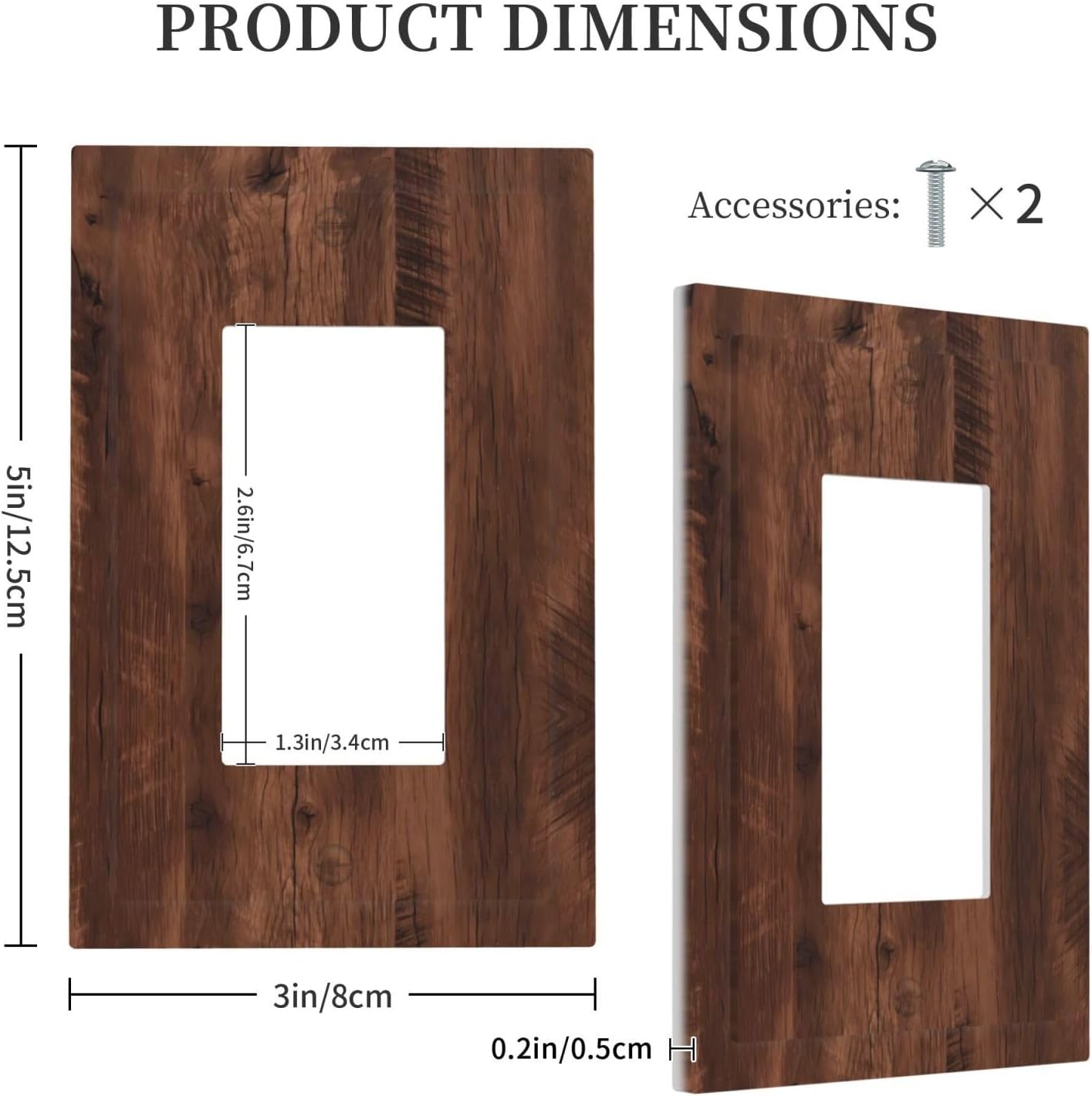 Rustic Brown Wood Grain Vintage Light Switch Cover 1 Gang Single Rocker Wall Plate Decorative Electrical Switchplate Faceplate for Bathroom Kitchen Bedroom Decor 5 * 3 In