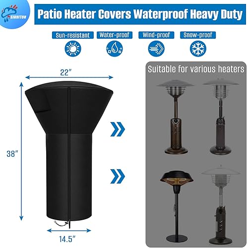 Miniatura 10 de SIRUITON Fundas para calentador de patio con cremallera y ventilación de aire, impermeables, a prueba de polvo, resistentes al viento, resistentes a