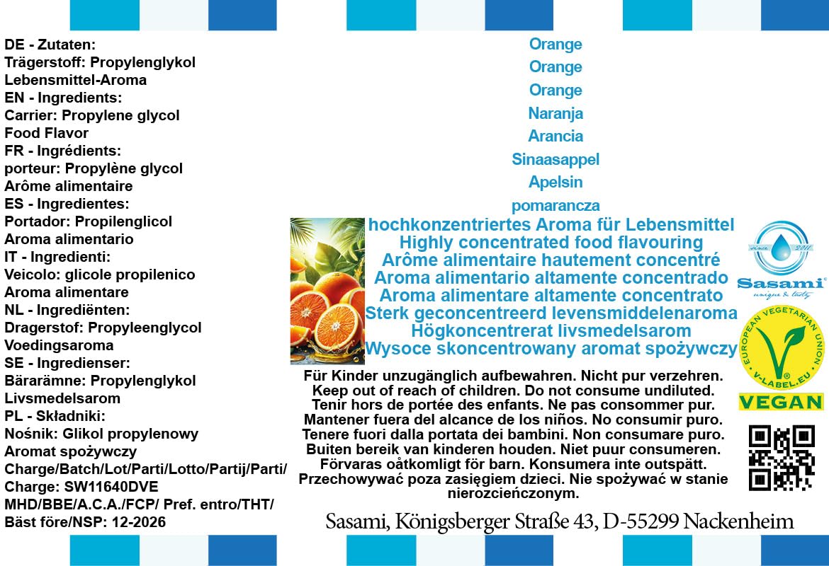 Arancia aroma concentrato - vegano - Sasami - 100ml