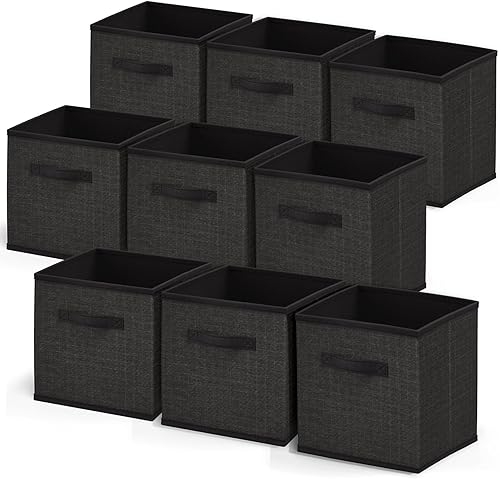 Nestl Contenedores de almacenamiento de cubos, contenedores organizadores plegables de 9 cubos, cubos de almacenamiento de tela, cesta de