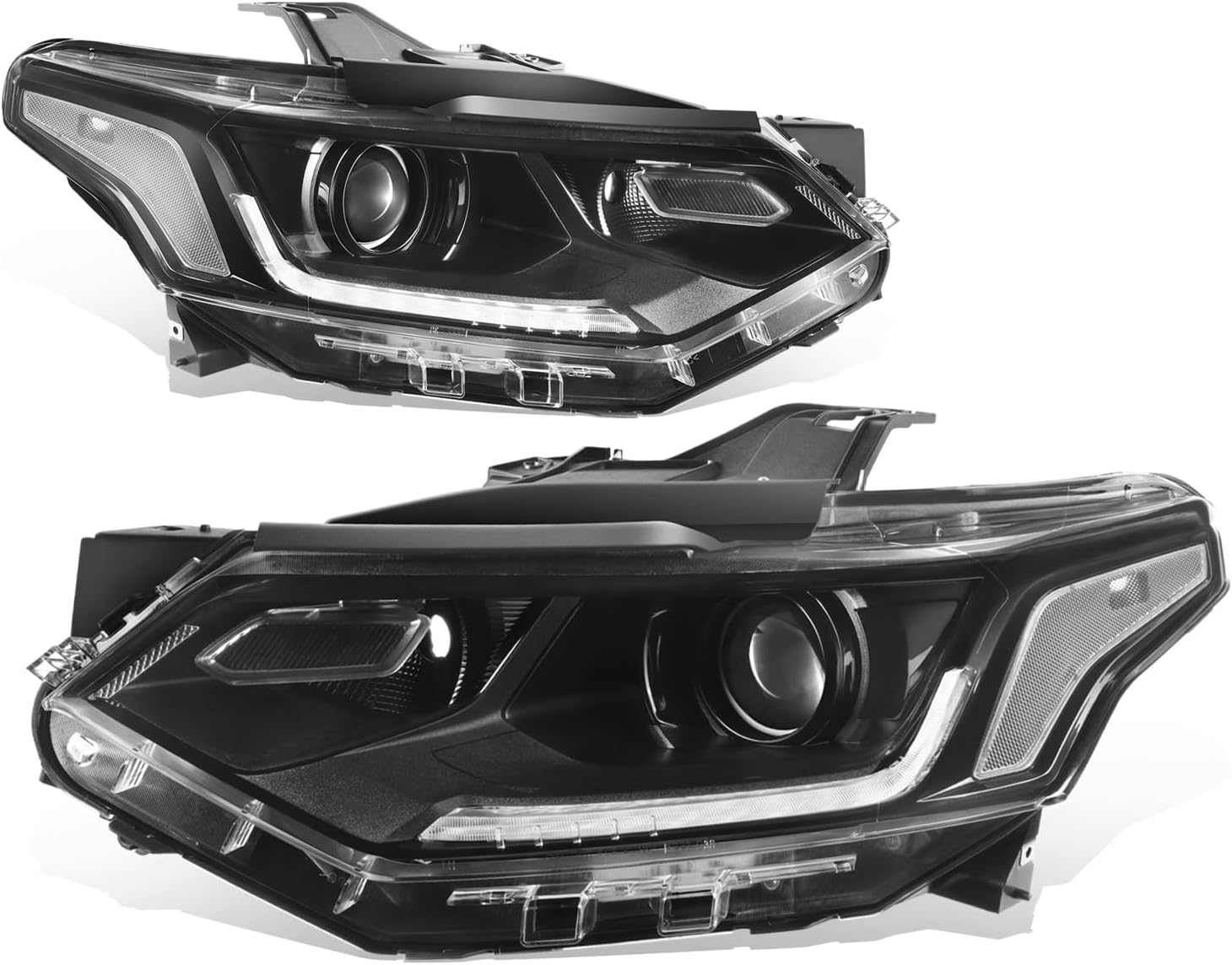 Auto Dynasty LED DRL HID Projector Headlight Assembly Compatible with Chevy Traverse 2018-2021, Driver and Passenger Side, Black Housing Amber Corner