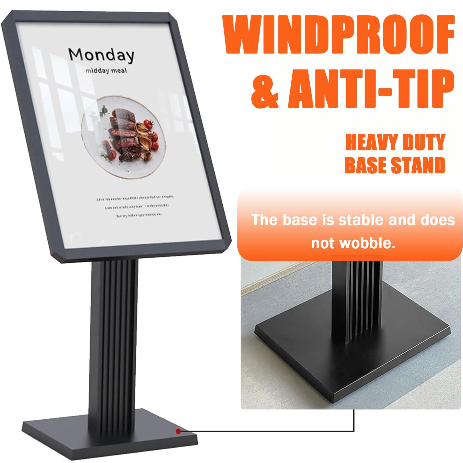 Soporte Ajustable para Carteles publicitarios, Soporte de Suelo para exhibición de Carteles, Soportes para Carteles con Marco de Aluminio para Interiores y Exteriores, Ideales para Bodas, CE