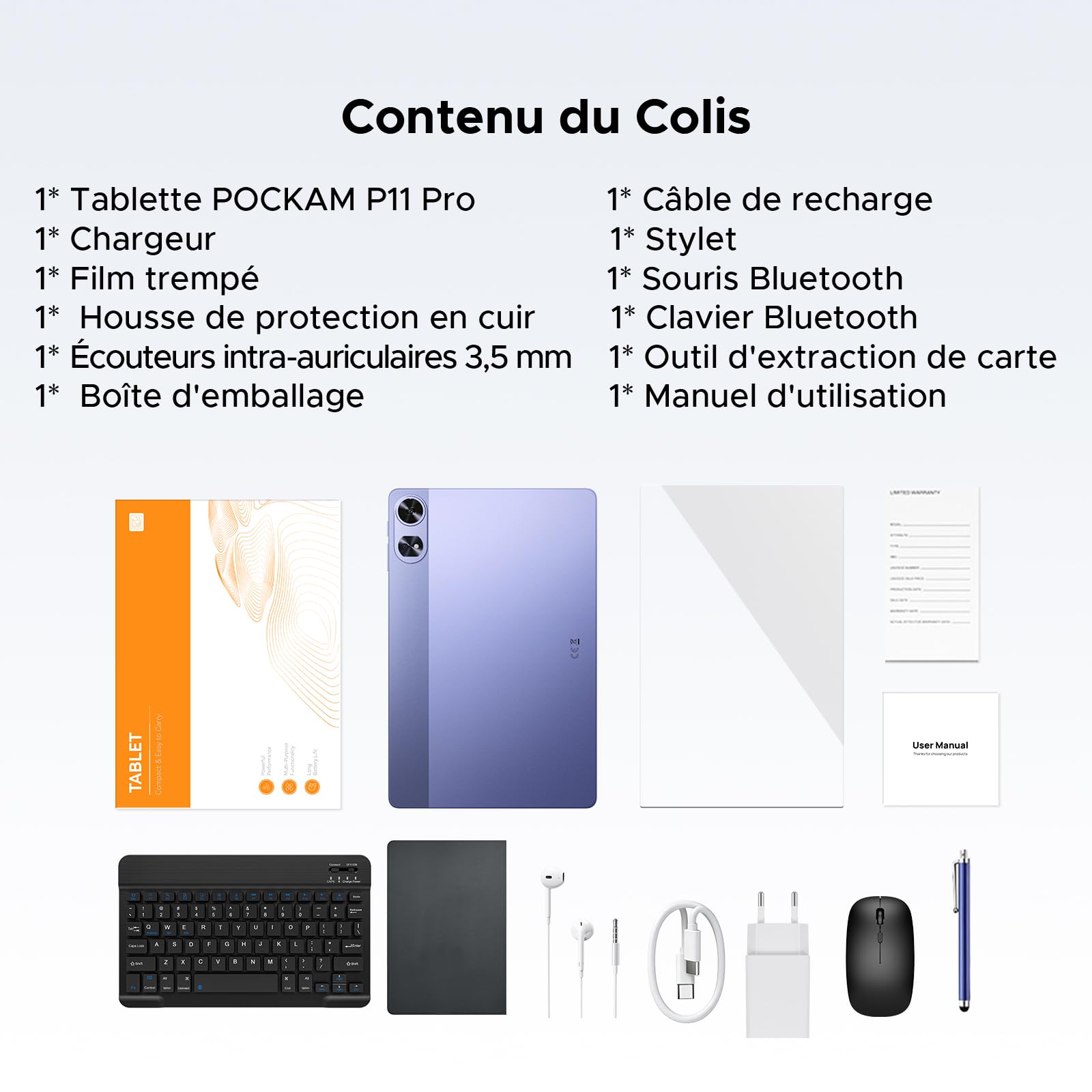 P11 Pro Tablette Tactile, Tablette 11 Pouces, 48Go RAM+128Go ROM, Tablette Android 16 avec Gemini AI, 2.4K 90Hz, T7250, 8800mAh, 13MP+5MP, 5G WiFi, Tablette avec Stylet, Clavier, Souris-Violet