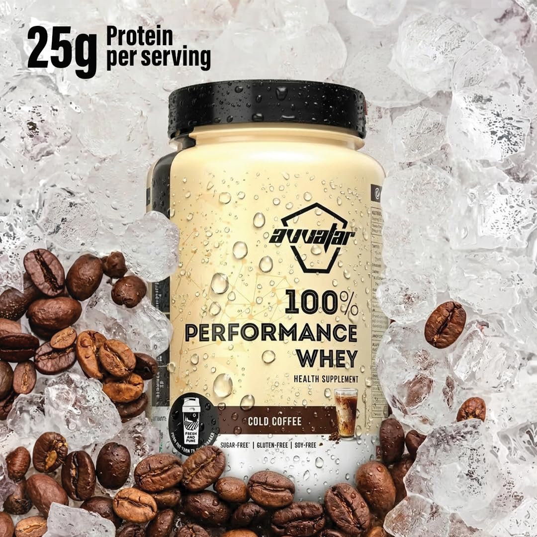 avvatar PERFORMANCE WHEY PROTEIN | 1Kg | Cold Coffee Flavour | 25g Protein | 29 Servings 1