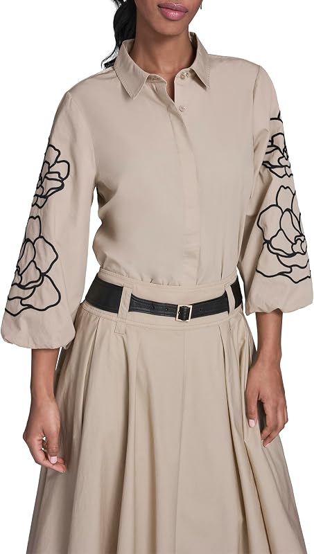 Blusa Karl Lagerfeld Puff manga mujer con detalle de bordado floral