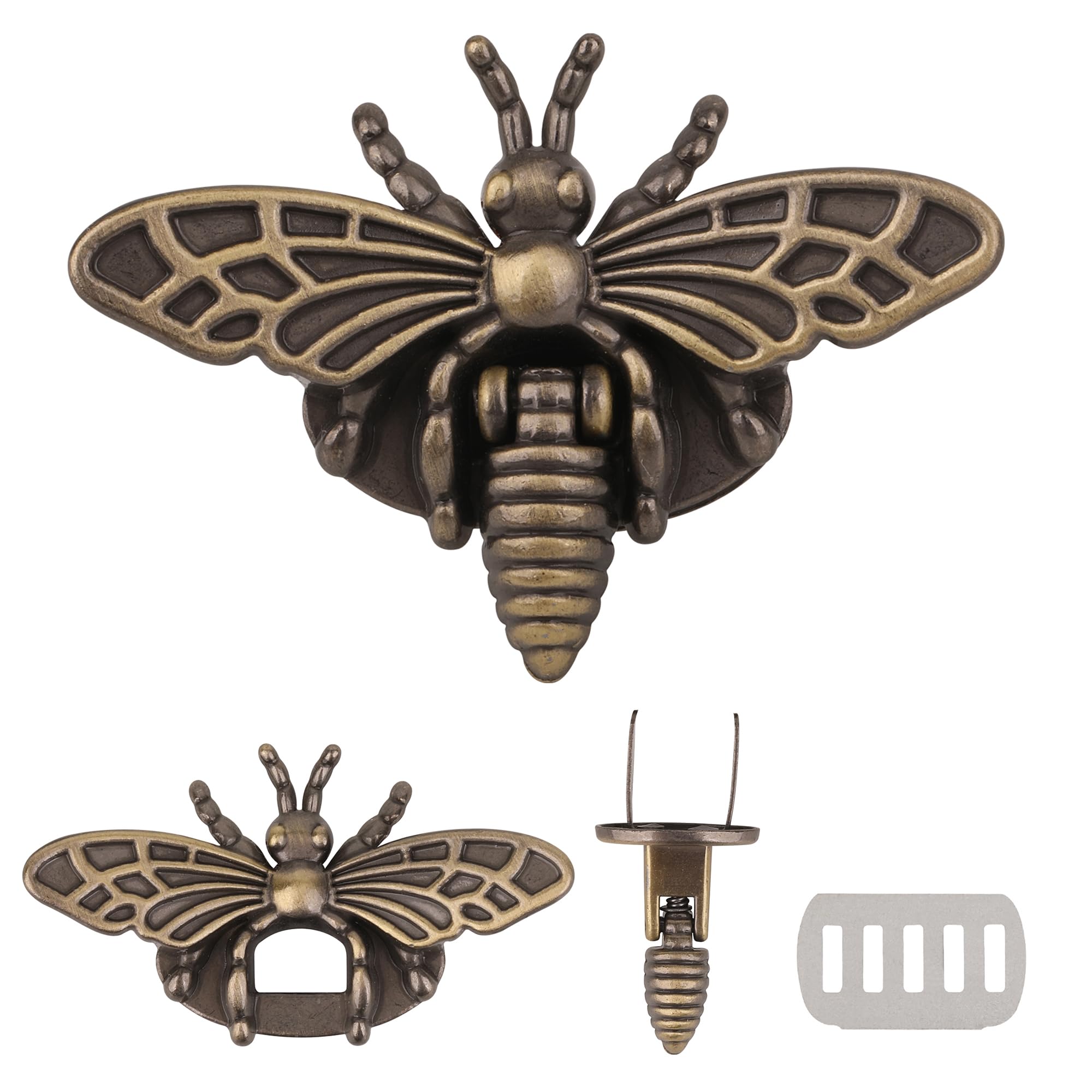 Trimming Shop Metal Bee Shaped Twist Turn Lock, Retro Bag Clasp Hardware for DIY Leather Craft, Handbags, Purses, Shoulder Bags, Decorative Bee Lock, Stylish Handbag Clasp Closure, Bronze