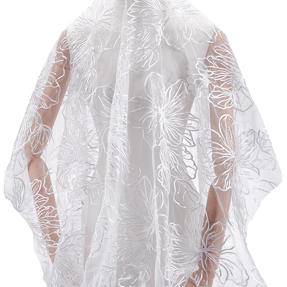 Tessuto in pizzo con ricamo floreale 3D, materiali, finiture in rete, fai da te, per abiti da sposa, da sera, costumi, artigianato, larghezza 59, venduto tagliato su misura. - Italia
