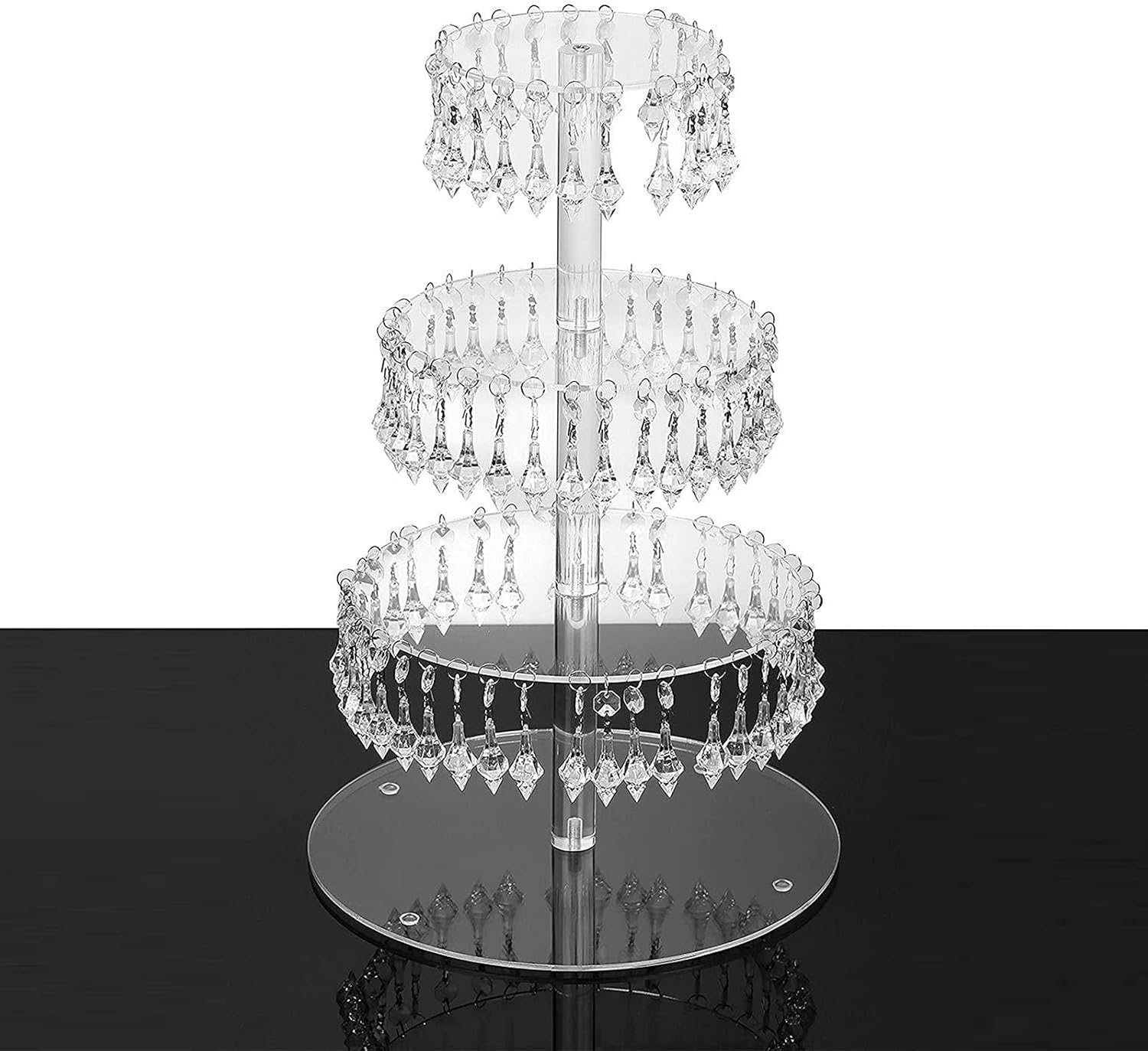Mlaea Round Cake Tower, 4 Tiers Clear Acrylic Cupcake Display Stand Decoration Stand for Bar Club Party, Delicate Food Server for Wedding Banquet(Size:H:55.88cm)