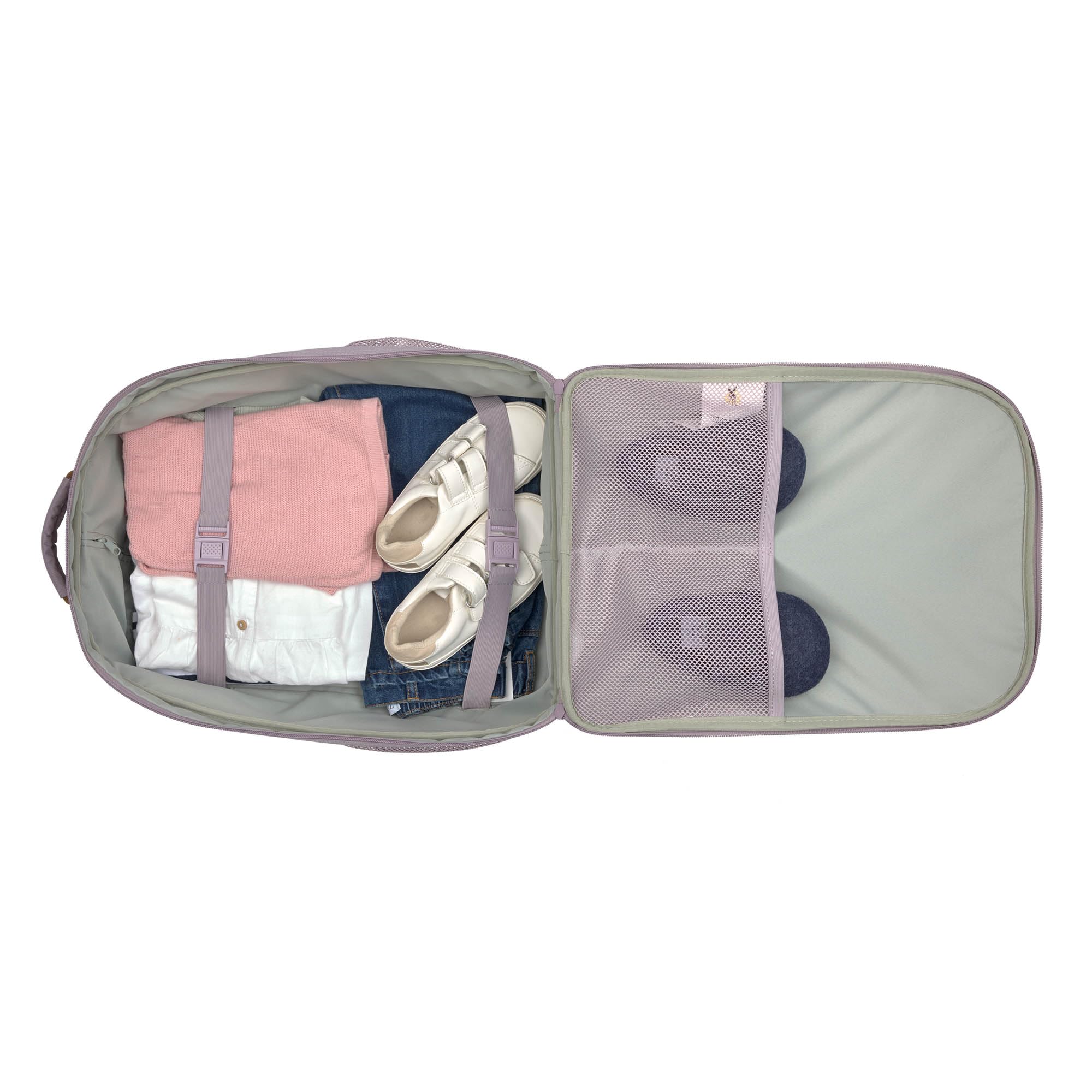 LÄSSIG Kinderkoffer Trolley Reisekoffer mit Teleskopstange und Rollen für Kinder Handgepäck/Trolley Lilac