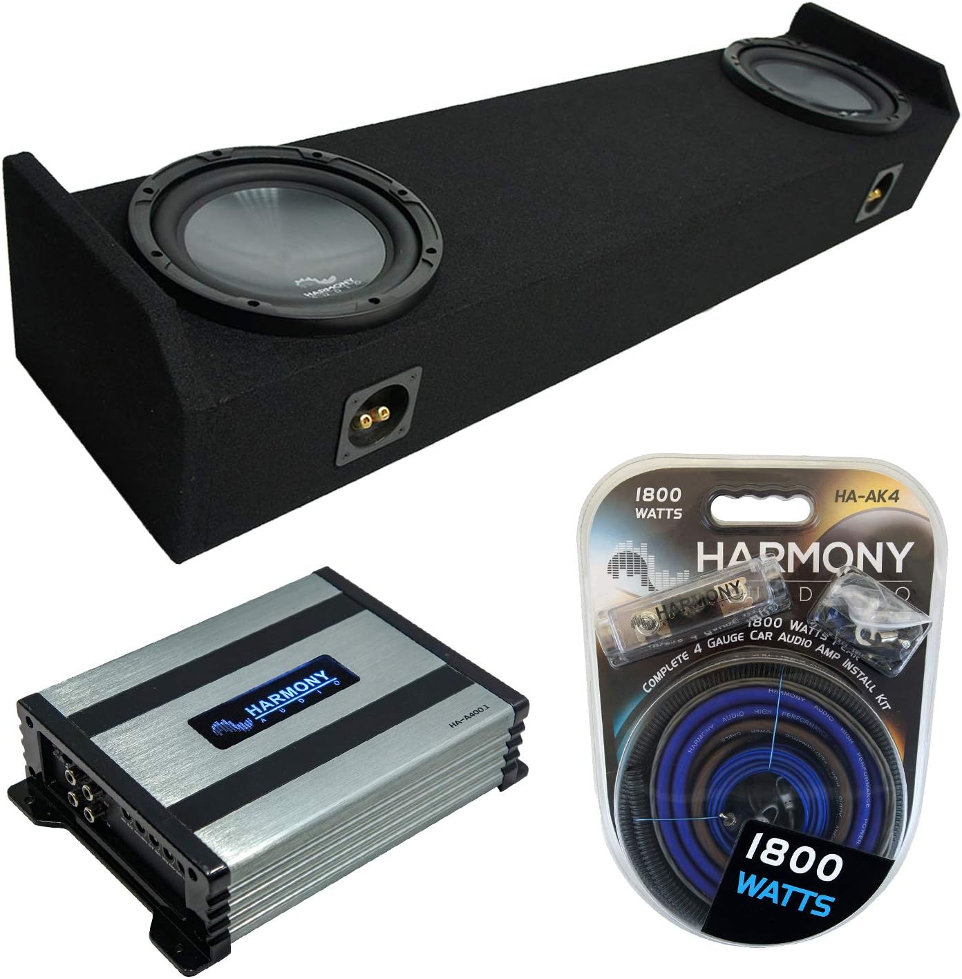 Harmony Audio Compatible with 2006-14 Honda Ridgeline HA-R104 Dual 10" Loaded Sub Box Enclosure with HA-A400.1 Amplifier