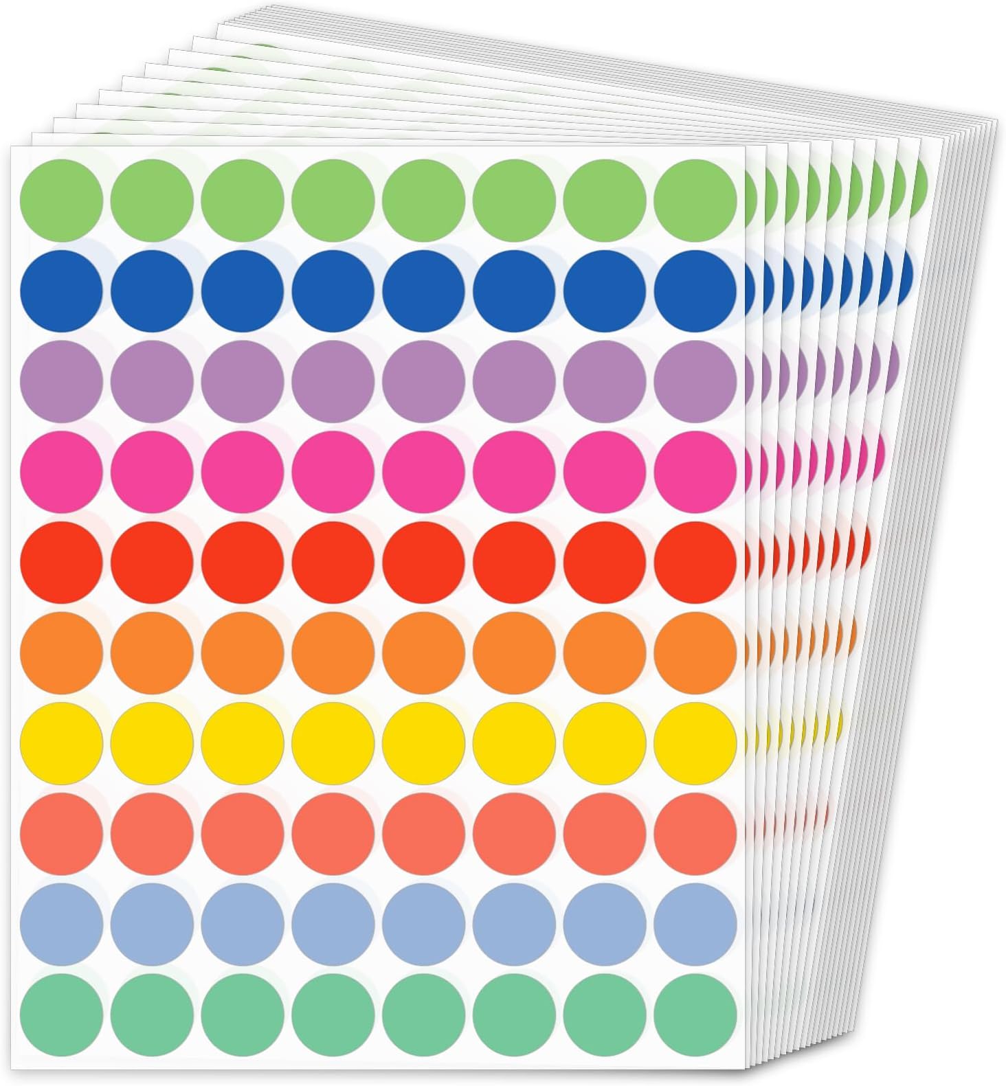 StickerTag 1600 PCS 3/4 Inch Colored Dot Stickers - 10 Colors, 20 Sheets For Labeling & Coding