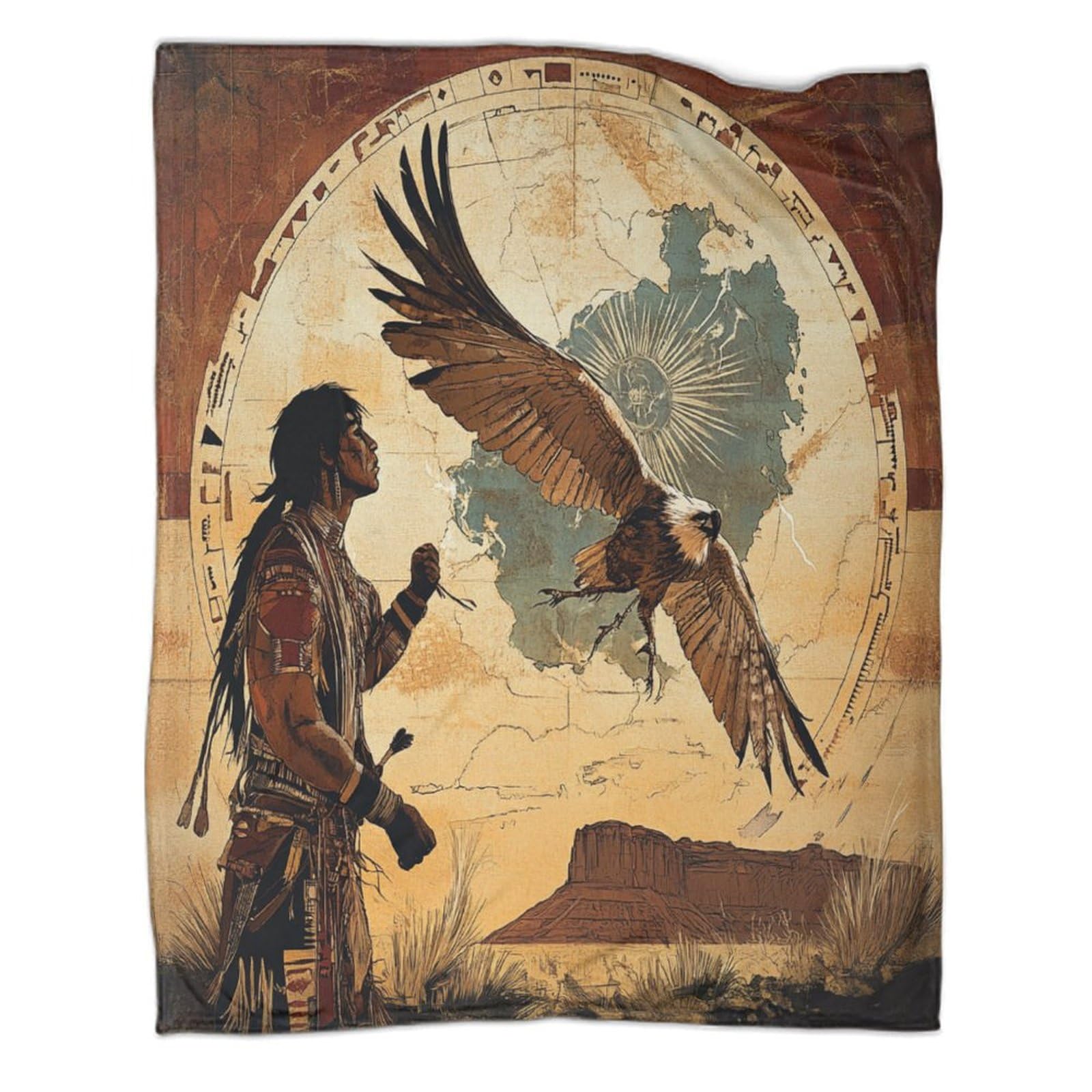 Kaiyun Style-9 Native Americans Blankets,Illustration Style Soft And Lightweight All Season Throws,Bedding For Kids And Adults,For Picnics,Travel,Home Decoration,50X60inch(127X152cm)