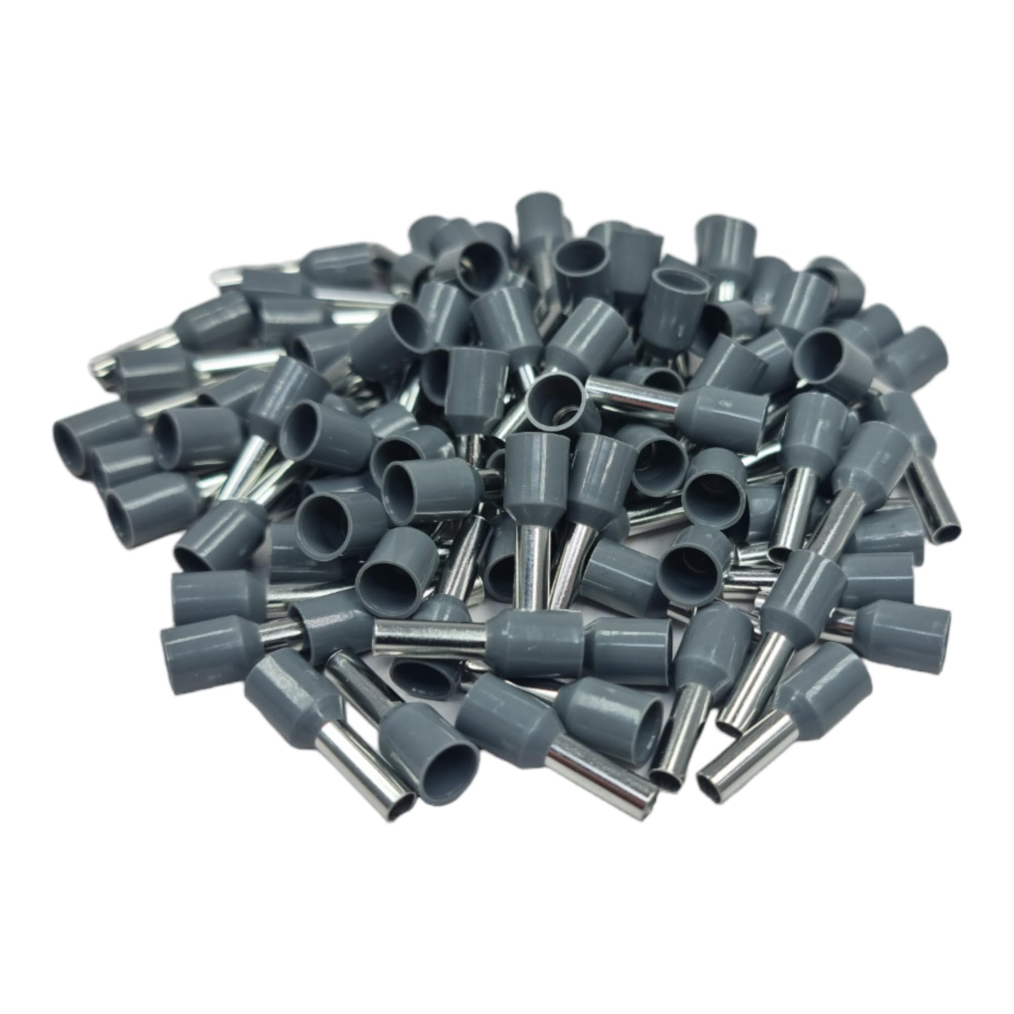 Grey 100 Pcs Single Entry Cord End Cable Terminals Insulated Wiring Bootlace Ferrules 0.25Mm² - 35Mm² ( - 4.0Mm²)