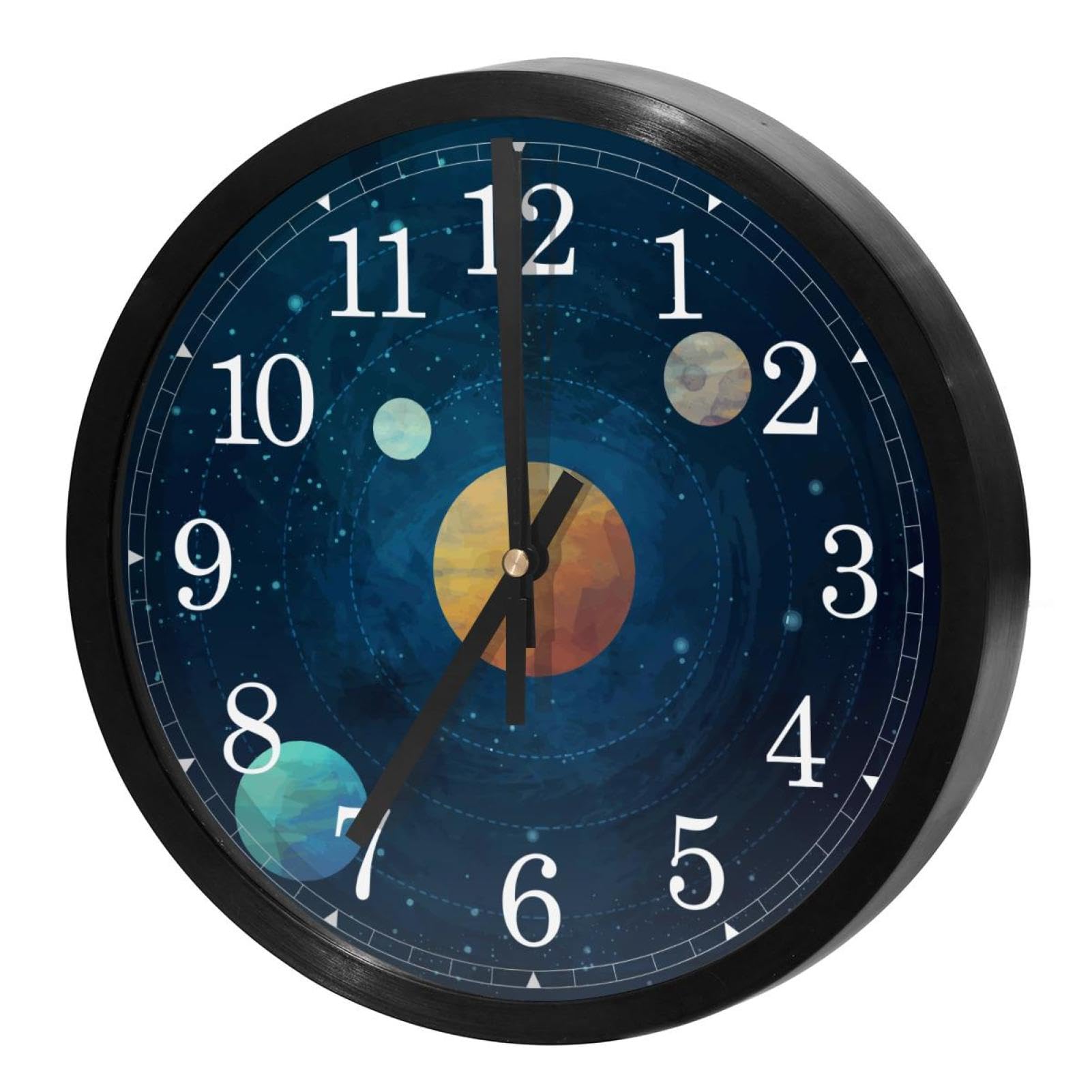 Horloge murale silencieuse pour bureau et école Système solaire