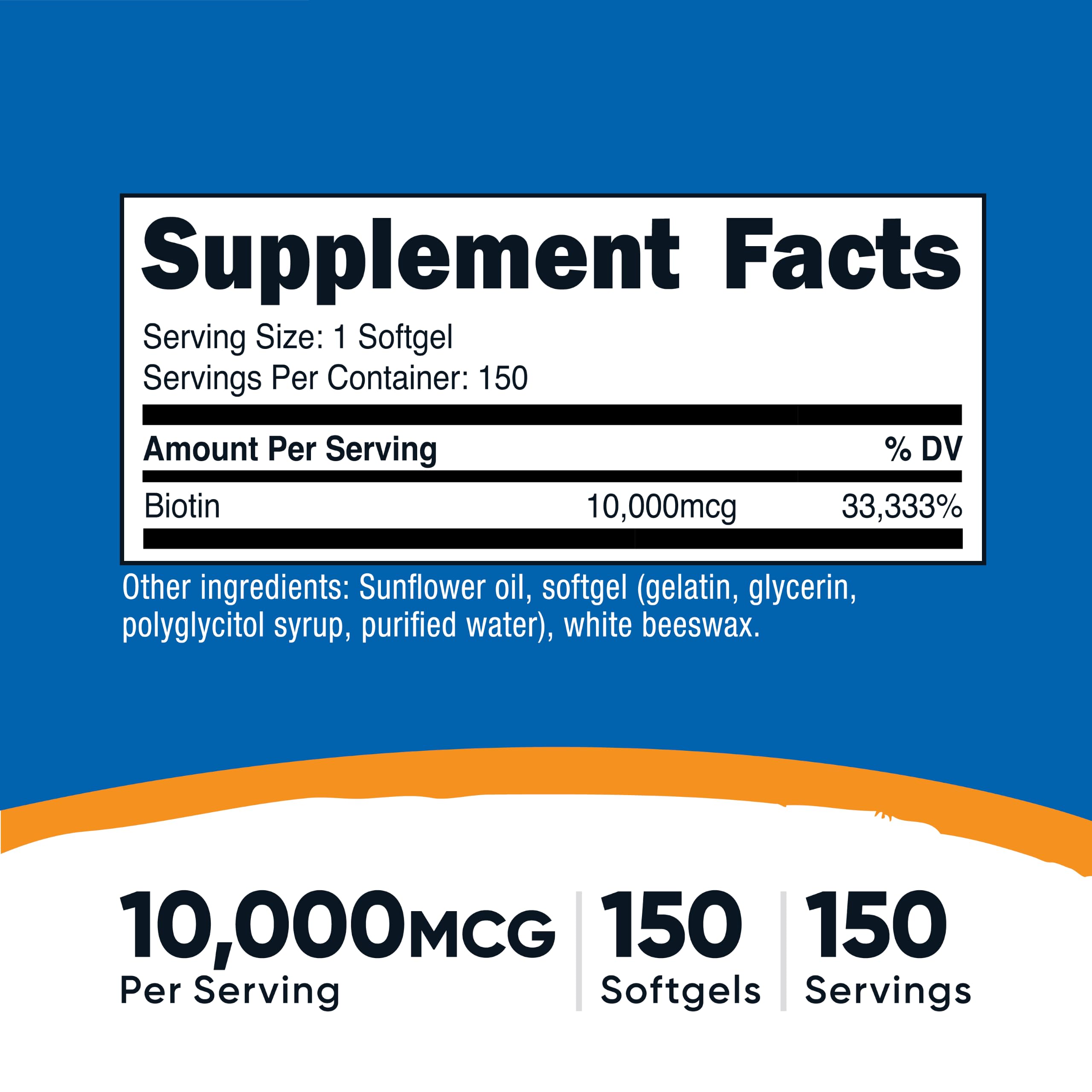 Nutricost Biotin (10,000mcg) 150 Softgels - Gluten Free, GMO-Free — Amazon image 2