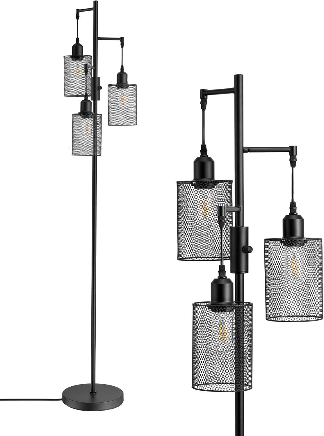 EDISHINE Industrial Floor Lamps, Dimmable Standing Lamp with 3 LED