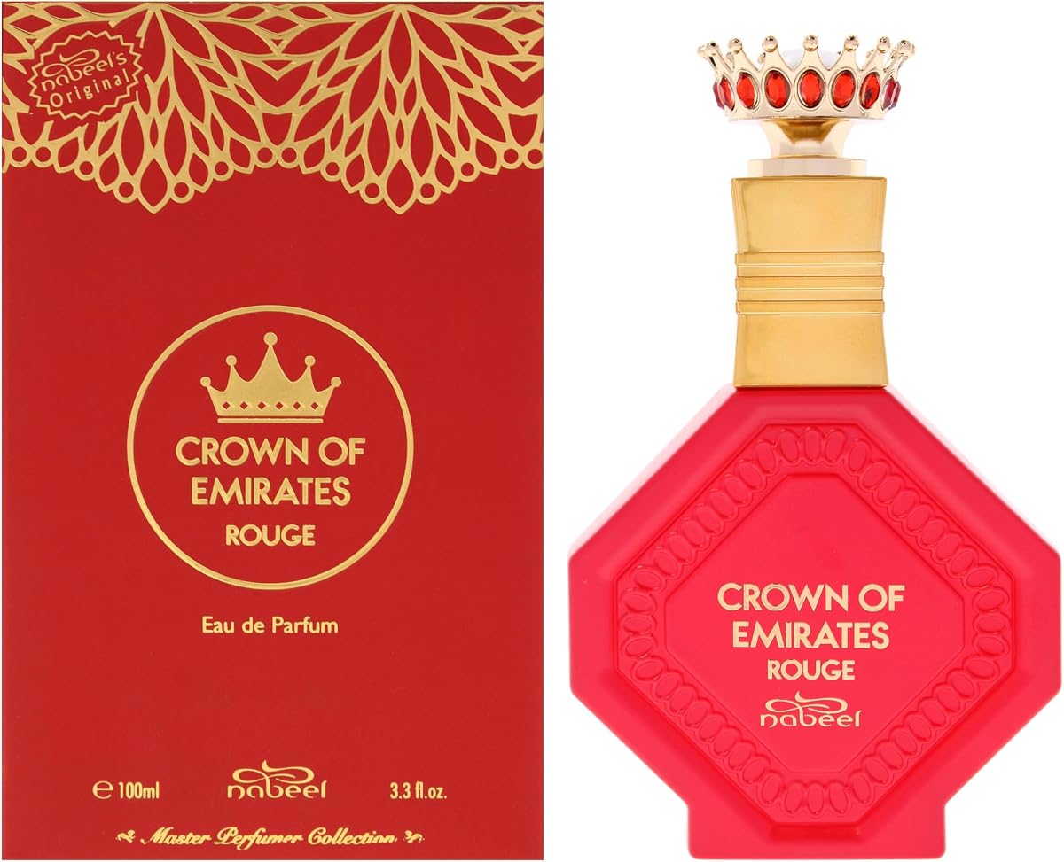 Master Perfumer Collection - Crown Of Emirates Rouge para unisex - Perfume árabe para mujeres y hombres - Fragancia con aroma a bergamota, azafrán y almizcle - Colonia árabe - Tamaño de viaje - Spray EDP de 3.3 oz