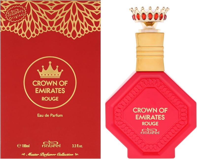 Master Perfumer Collection - Crown Of Emirates Rouge para unisex - Perfume árabe para mujeres y hombres - Fragancia con aroma a bergamota, azafrán y almizcle - Colonia árabe - Tamaño de viaje - Spray EDP de 3.3 oz