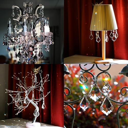 Miniatura 3 de 20 piezas de araña de cristal de hoja de arce prisma colgante, cuentas de cristal colgantes de 1.969 in para candelabro, decoración de boda,