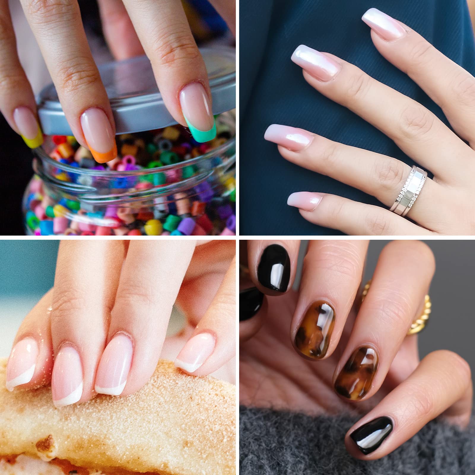 Pennelli Unghie Gel Ombre/French Professionali con Tappo Penna per Nail Art Semipermanente, LEA-SHALL Pennello Doppia Estremità 2 Teste Ombre/Francese Pennellino Ricostruzione Set