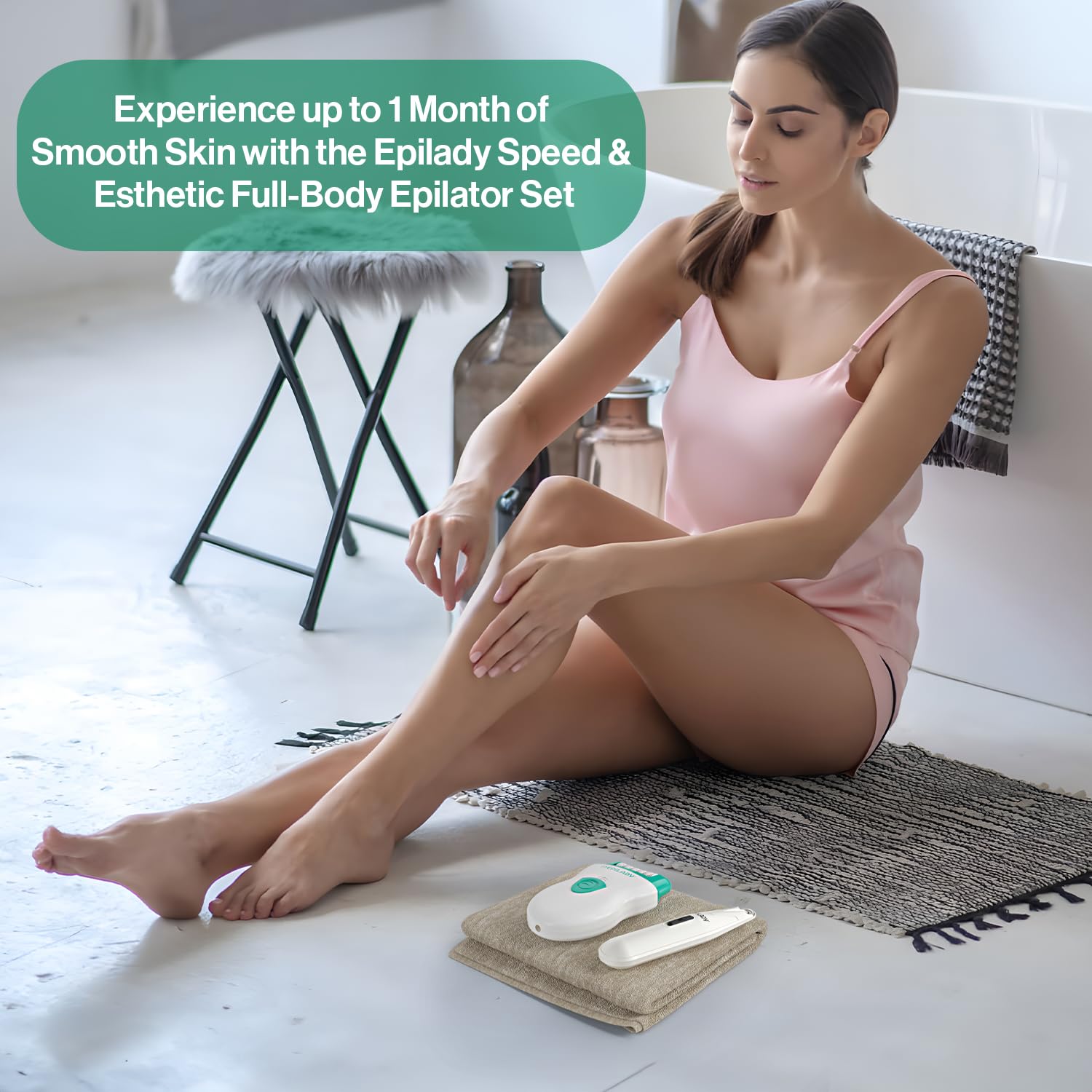 Epilady Set di dispositivi per la depilazione di viso e corpo, epilatore veloce con filo + epilatore estetico per donne per gambe, braccia, ascelle, viso, bikini (verde)