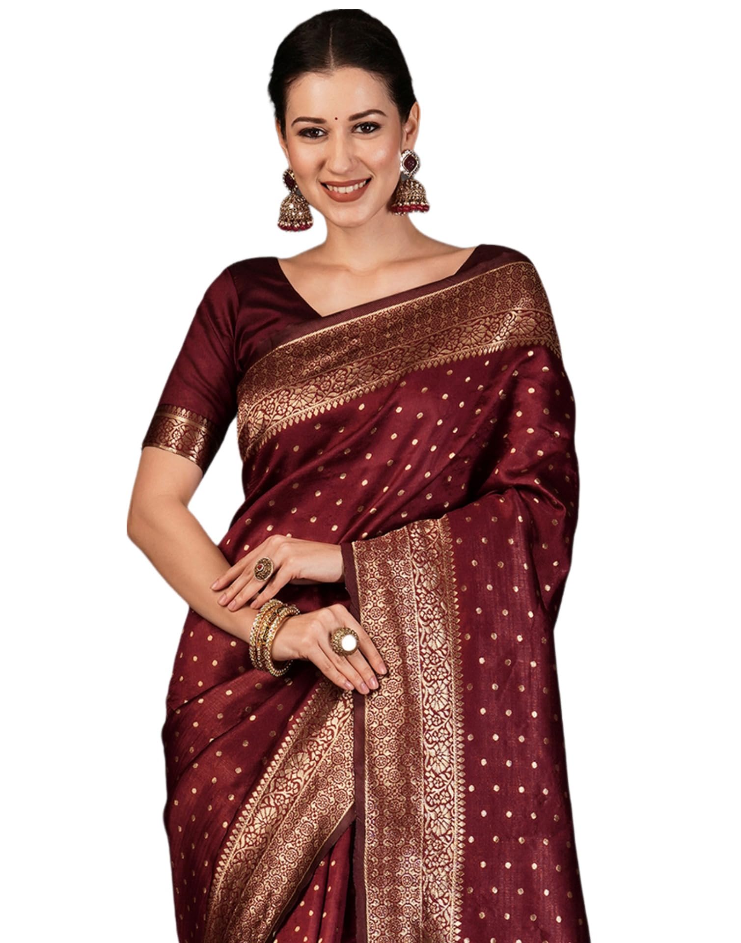 siril Women's Silk Banarasi Jacquard Saree with Unstitched Blouse Piece-picture-15