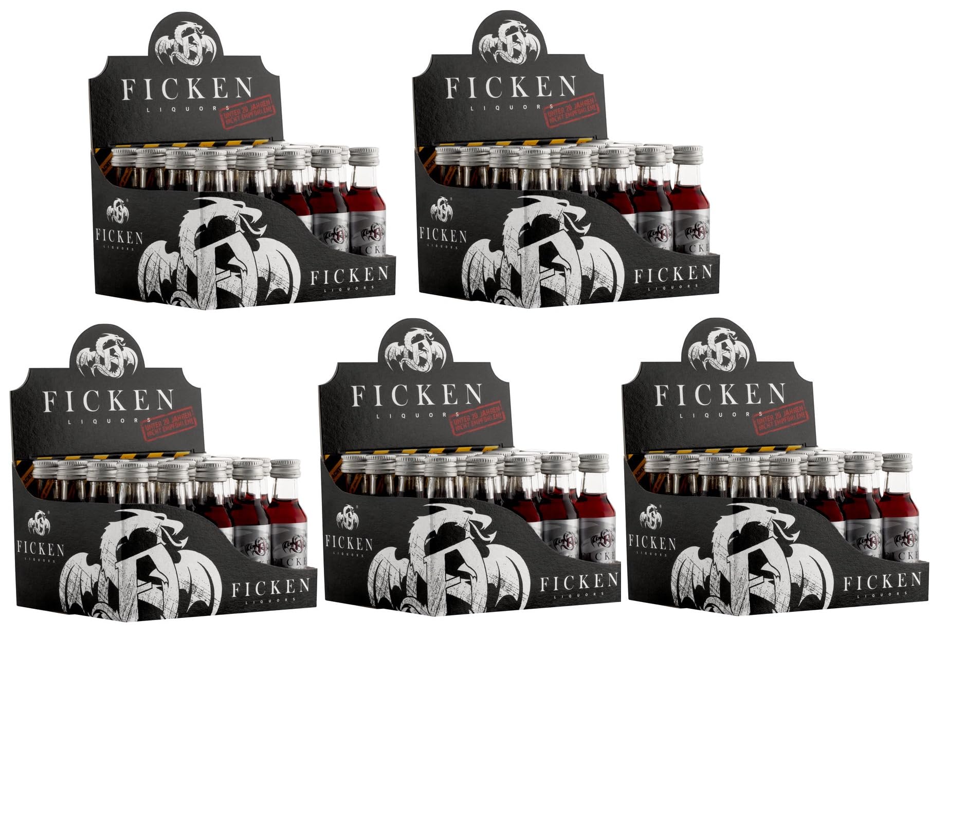 100 Fläschchen Ficken Likör 15% Vol. Partyschnaps (5 Boxen a 20 Fläschchen a 20ml) aus Glas