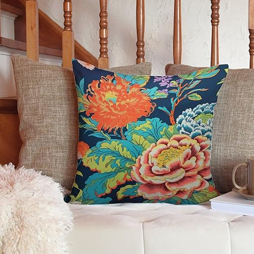 Vista 102 de ArogGeld Chinoiserie - Fundas de cojín asiáticas con diseño de flores blancas y verdes, funda de almohada Chinoiserie Floral con hojas verdes