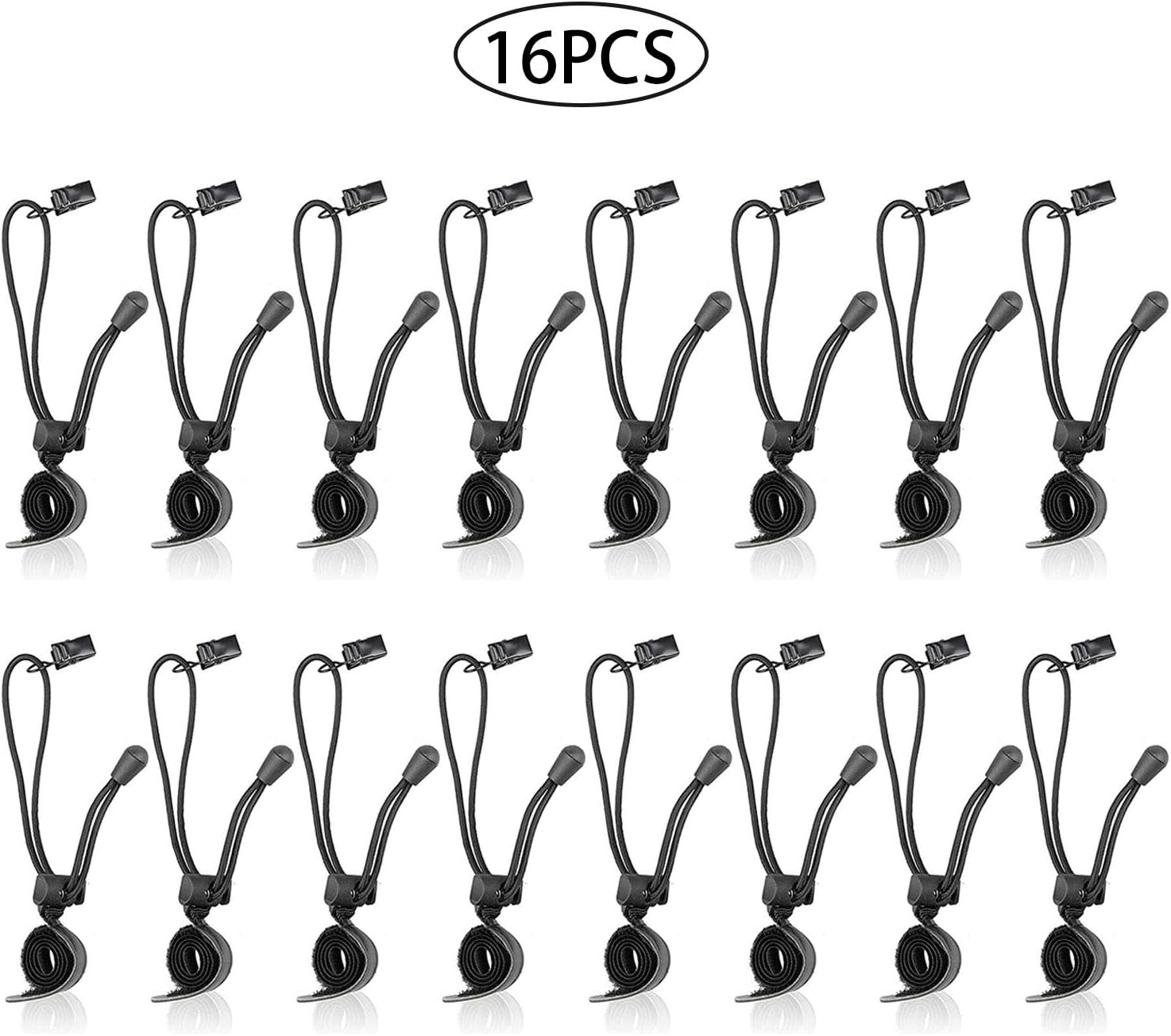 SLOW DOLPHIN Backdrop Background Muslin String Clips Holder Multifunctional for Photo Video Photography Studio 16 Pack, Black