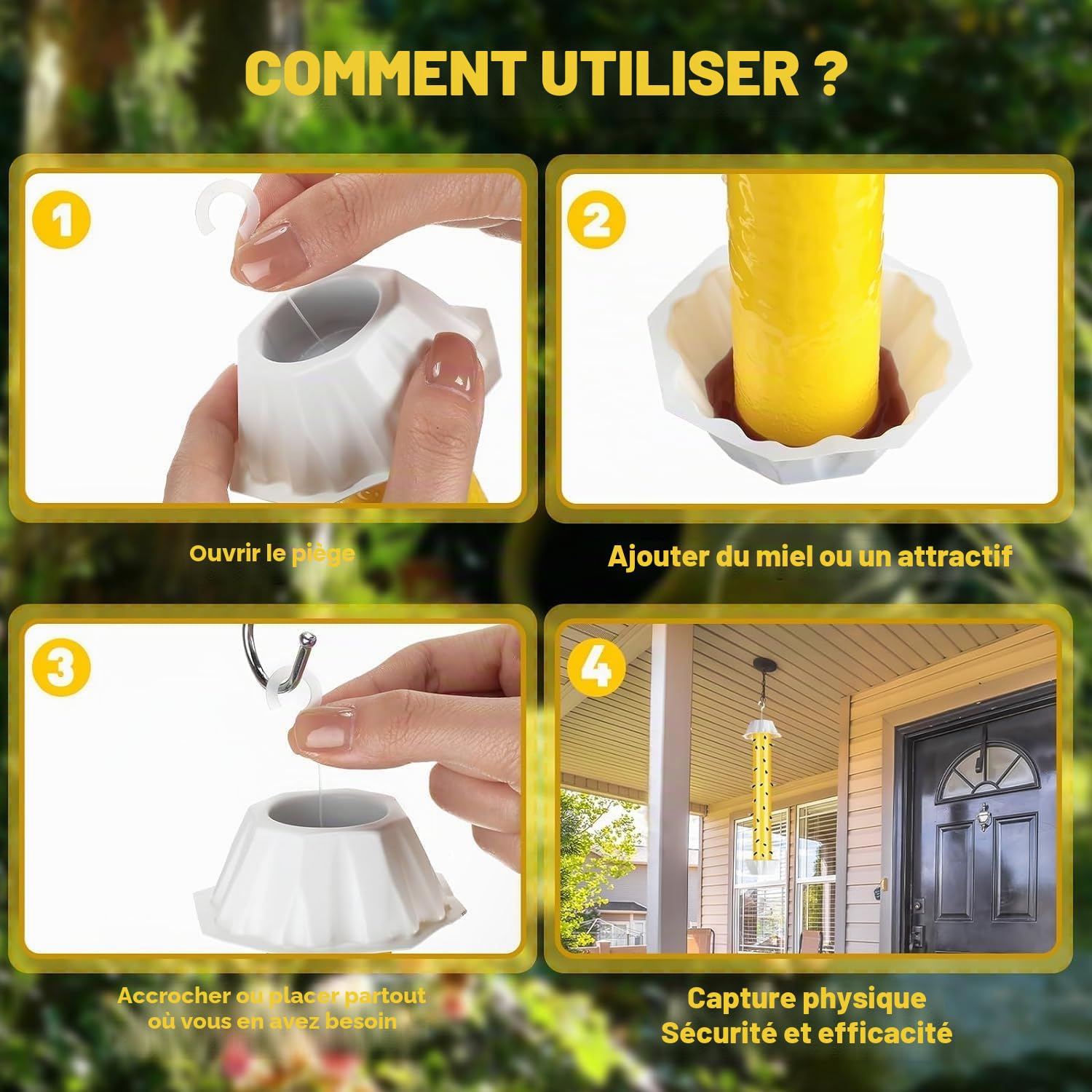 Panngu Lot de 6 Grands pièges à Mouches pour l'intérieur et l'extérieur - avec Bandes adhésives - Défense Contre Les moustiques et Les Fruits - À Poser et à Suspendre