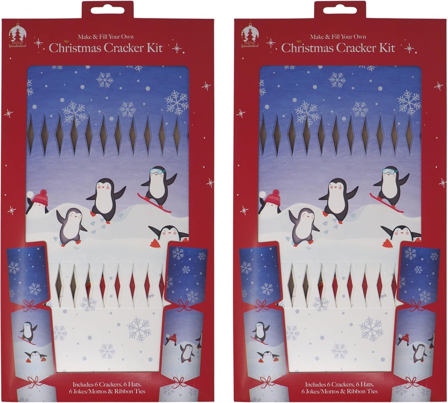 Skyte Mix Set Of 6 Make Your Own Christmas Crackers Kit Make & Fill Snap Hat Motto Red Snowflake,Plain Kraft Brown Design - Christmas Dinner Party.festive Seasonal (Blue Whale)