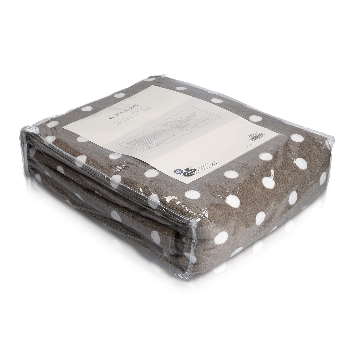 Navaris Manta eléctrica con termostato - Colcha XXL Lavable 180 x 130 CM - Manta térmica con regulador de Temperatura 3 Niveles - Gris con Puntos
