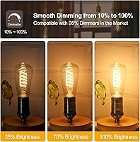 Vista 4 de ST19/ST58 LED Edison Bulbs, Warm White 2700K Vintage Light Bulbs, E26 6W Led Bulb Dimmable 600LM, Antique Decorative Filament LED Bulb for Bedroom