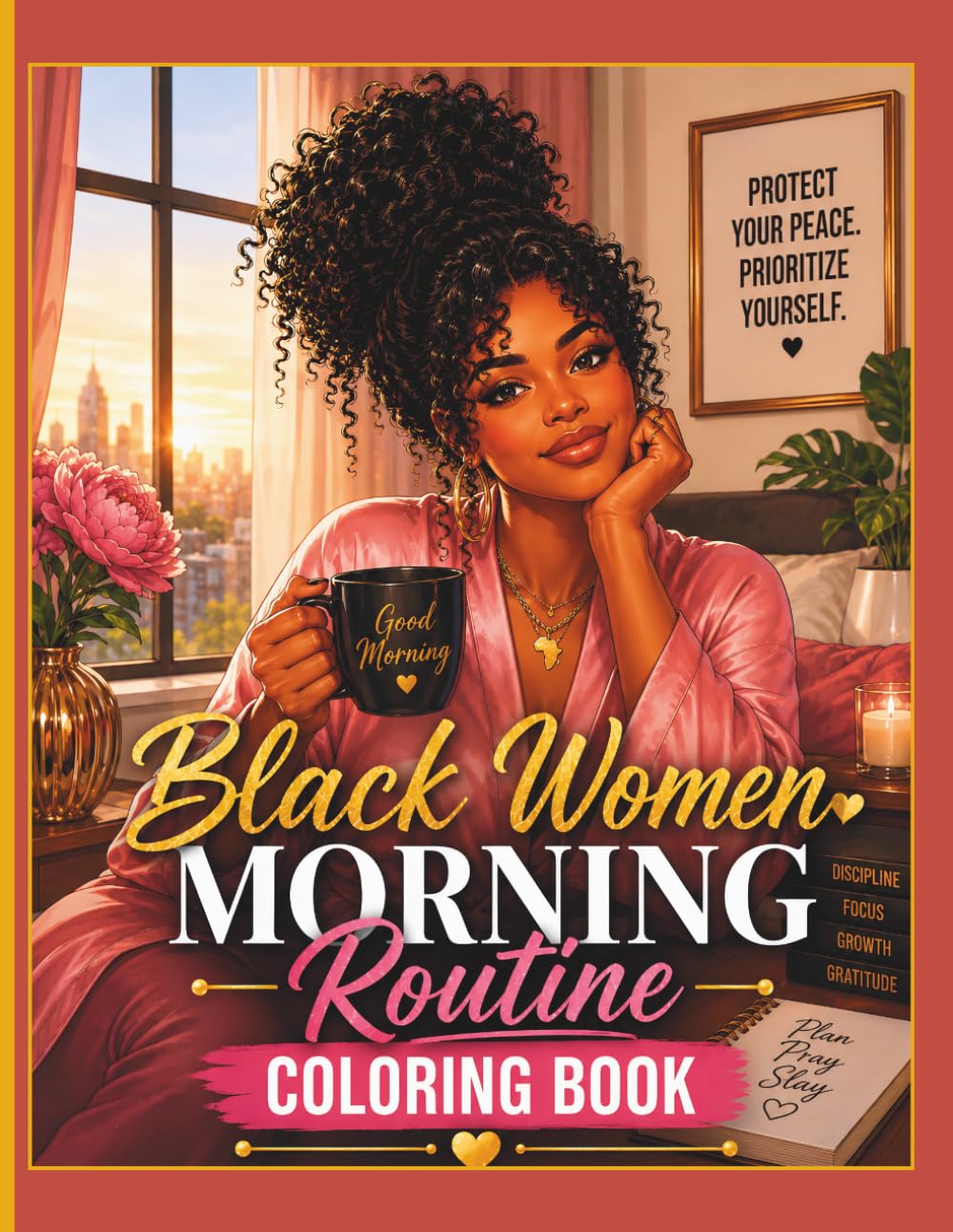 Black Women Morning Routine Coloring Book: Cozy Morning Rituals and Relaxing Self-Care Moments for Adults and Teens
