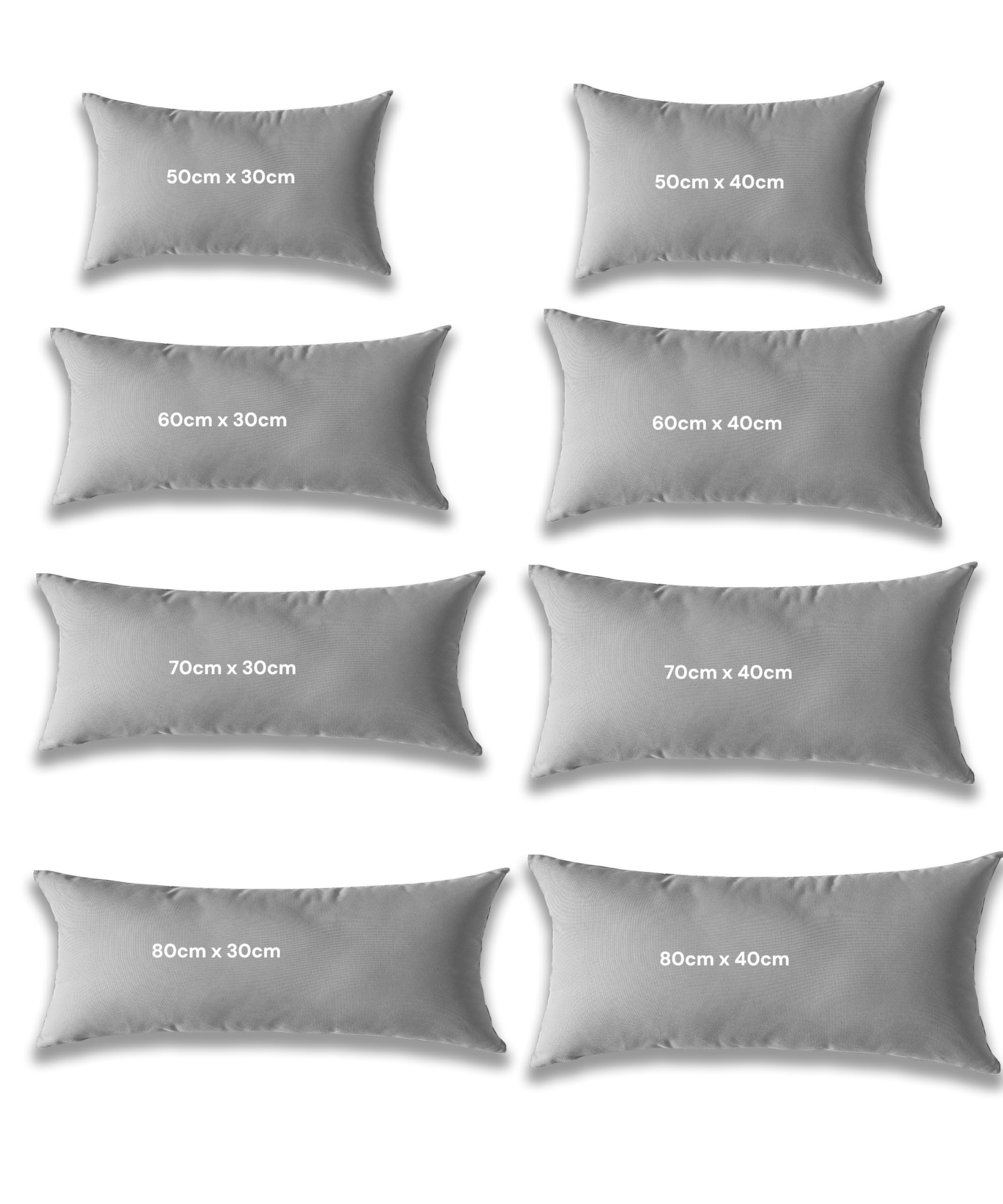 Kosiproducts Throw Rectangle Pillow Cushions + Covers, Water Resistant 100% Polyester, Hollow Fibre Filling [50cmx40cm, Light Grey]