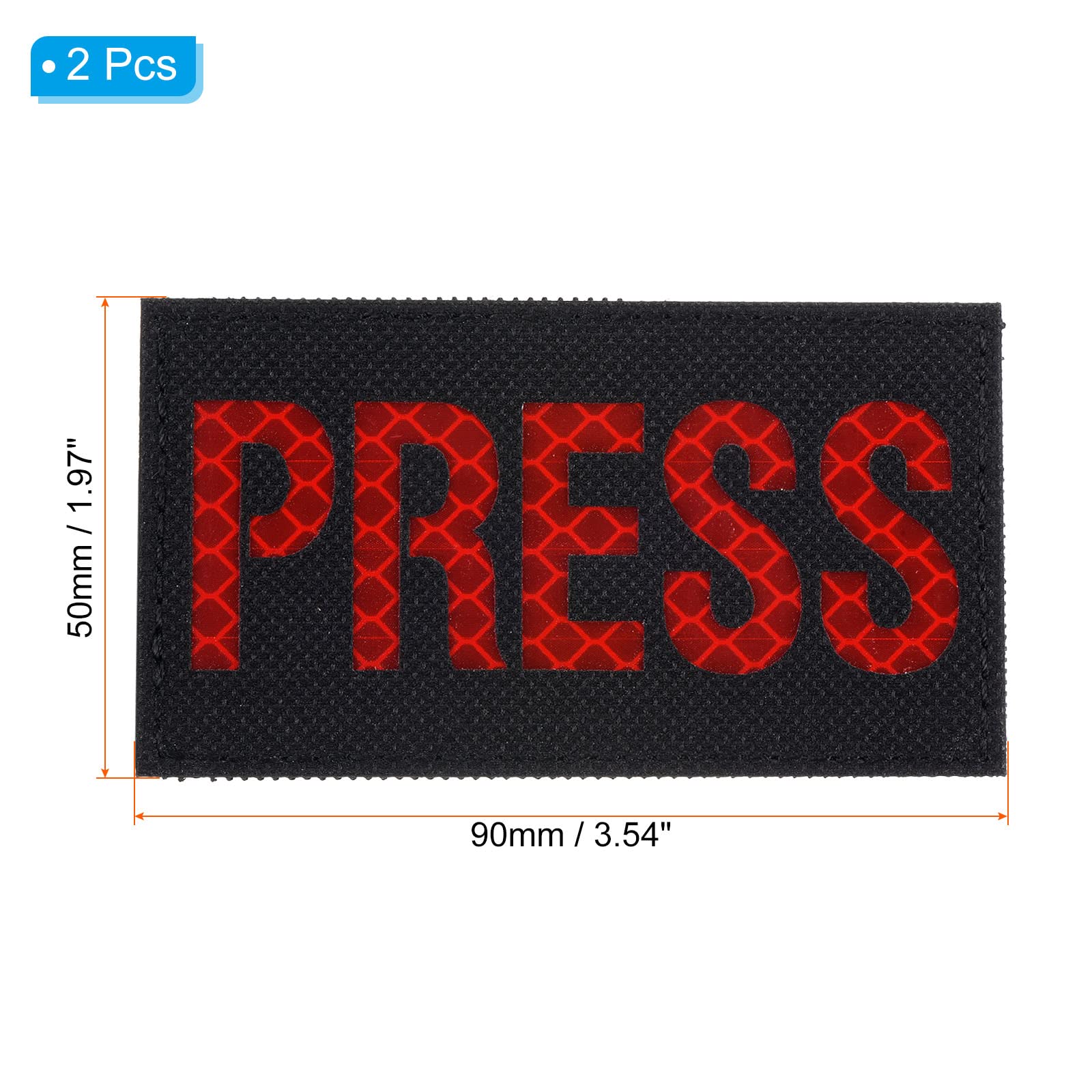 PATIKIL Reflective Press Patch 2x3.5, 2 Pcs IR Infrared Hook and Loop Fastener Applique Armband Badges for Clothes Backpack Red - Image 2