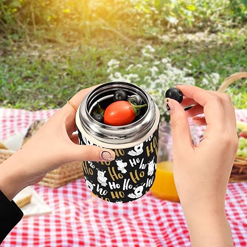 Miniatura 5 de Christmas Hohoho Deer Food Jar with Spoon Stainless Steel Vacuum Insulated Food Container 17 oz Soup Thermos for Lunch