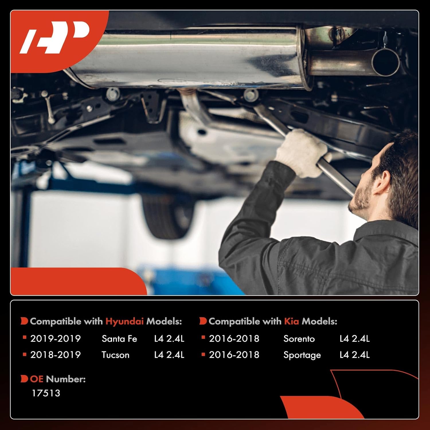 A-Premium Front Exhaust Manifold Catalytic Converter with Gasket Kit Direct-Fit Compatible with Kia Sorento 2016-2018, Sportage 2016-2018 & Hyundai Santa Fe 2019, Tucson, 2.4L, FWD, E.P.A. Compliant