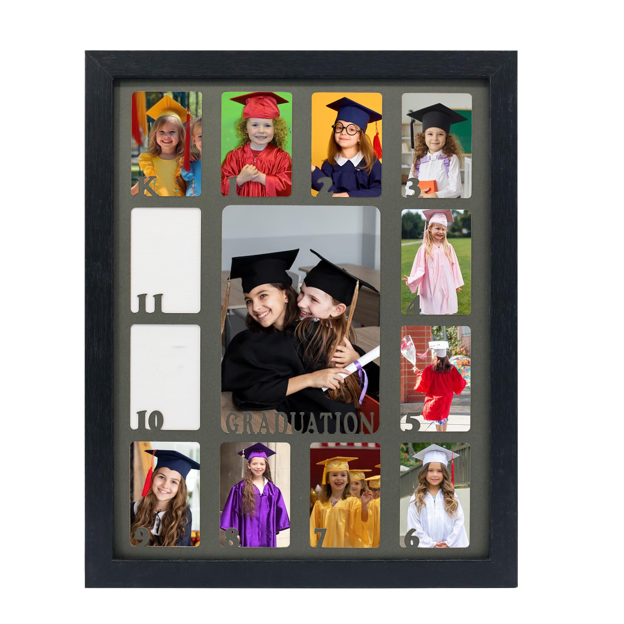 Cadre photo pour l'école FramePro gris avec passe-partout 13x18 et 12 photos 3 pouces