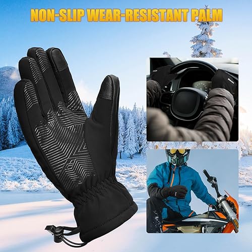 Miniatura 4 de ihuan Guantes impermeables de invierno para hombres y mujeres, cálidos, para correr, ciclismo, nieve, esquí, para clima frío, material térmico