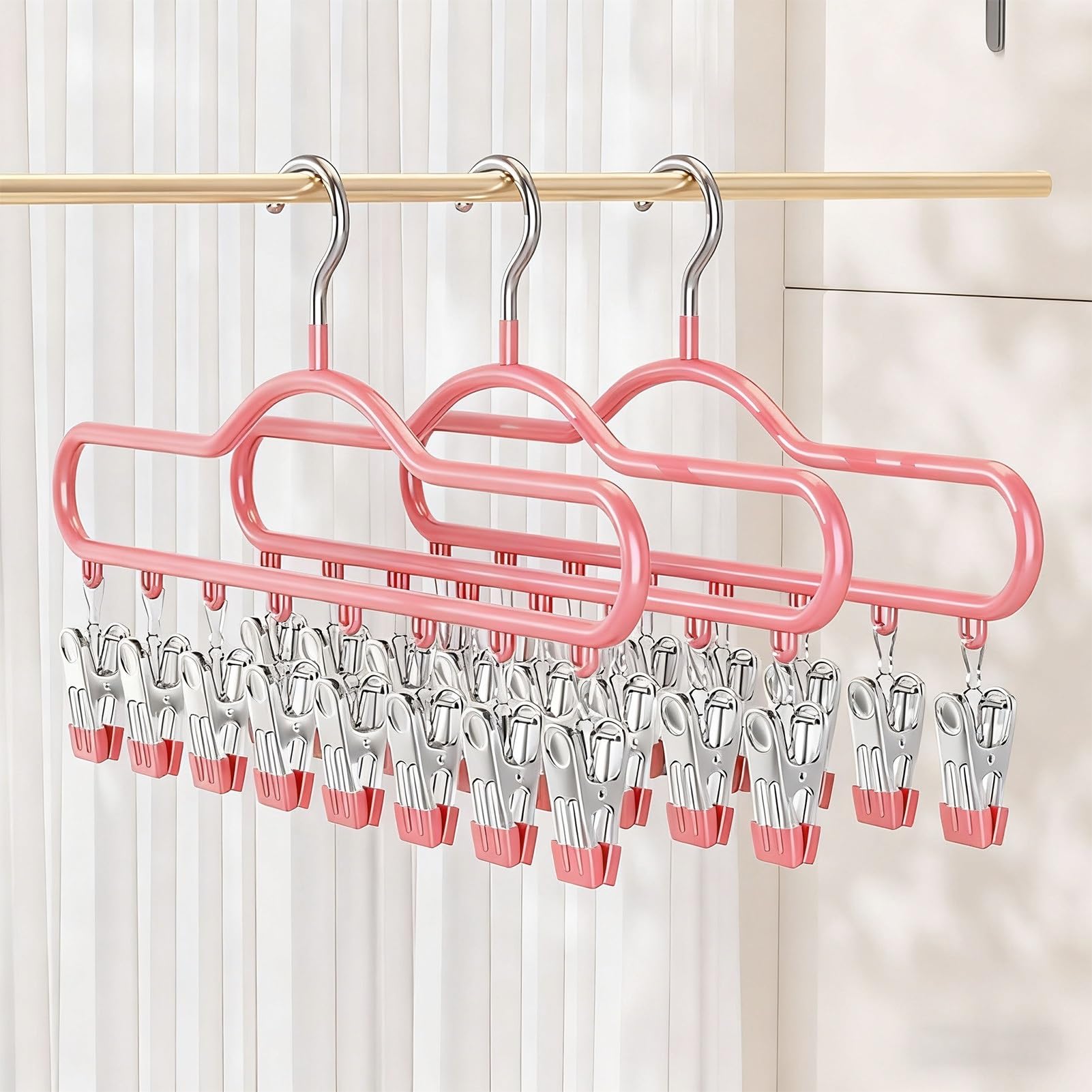 Sockentrockner 2 Stück Multi-Clip-Wäscheständer | Socken, Unterwäsche, Kleidung, mehrere Clips, platzsparende Aufbewahrung von Kappen(Green)